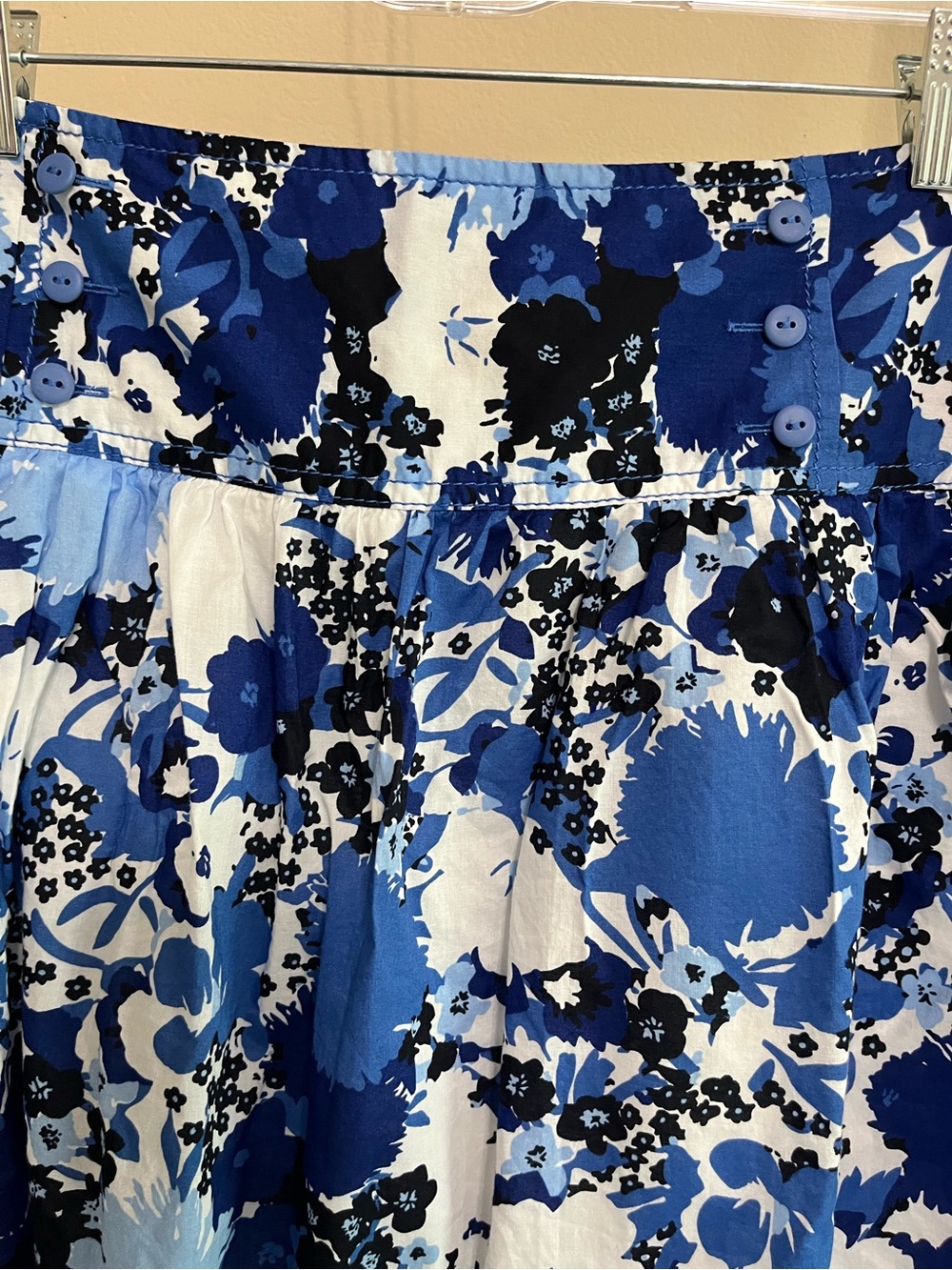 LOFT Outlet Blue Floral A-Line Skirt 12 Preppy Coastal Grandmillennial Summer - Picture 5 of 13
